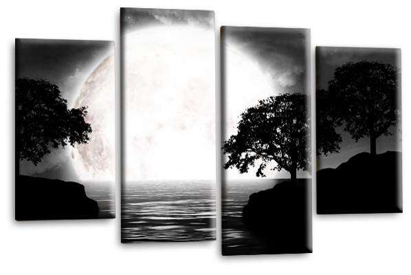 Big moon water reflection canvas wall art picture print